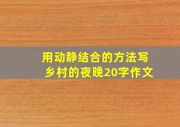 用动静结合的方法写乡村的夜晚20字作文