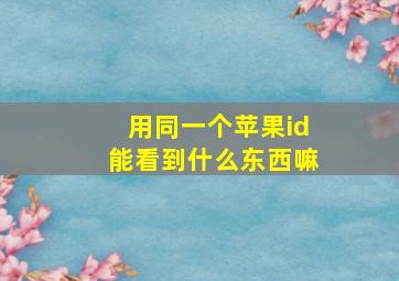 用同一个苹果id能看到什么东西嘛