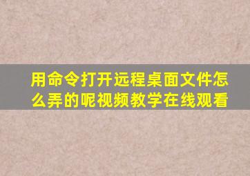 用命令打开远程桌面文件怎么弄的呢视频教学在线观看