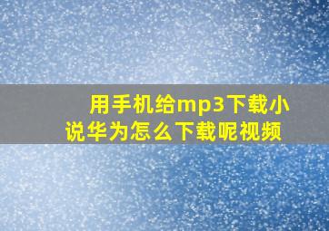 用手机给mp3下载小说华为怎么下载呢视频