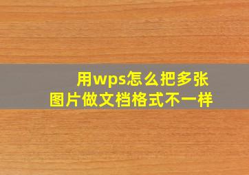 用wps怎么把多张图片做文档格式不一样