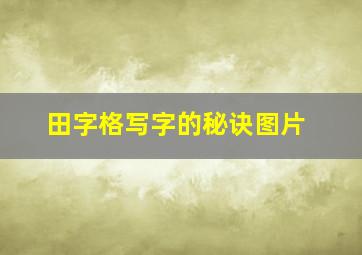 田字格写字的秘诀图片