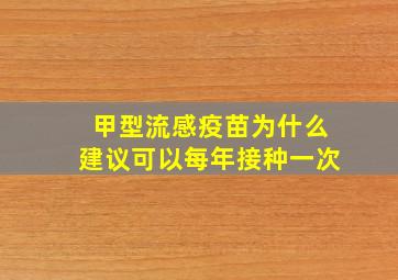 甲型流感疫苗为什么建议可以每年接种一次