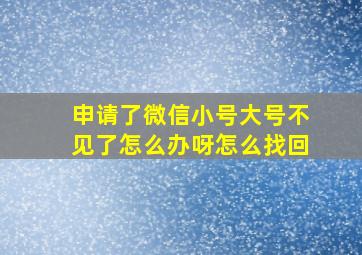 申请了微信小号大号不见了怎么办呀怎么找回