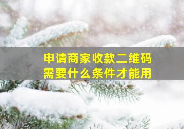 申请商家收款二维码需要什么条件才能用