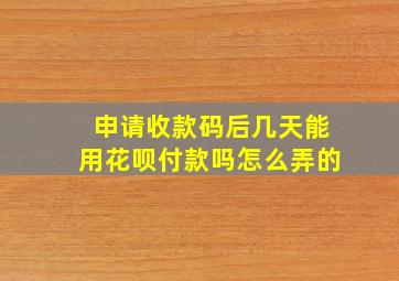 申请收款码后几天能用花呗付款吗怎么弄的