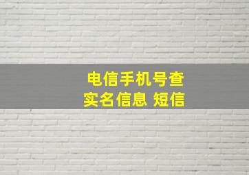 电信手机号查实名信息 短信