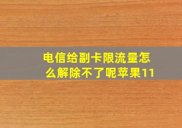 电信给副卡限流量怎么解除不了呢苹果11