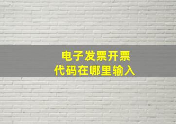 电子发票开票代码在哪里输入