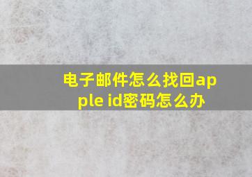 电子邮件怎么找回apple id密码怎么办