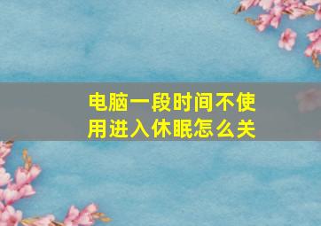 电脑一段时间不使用进入休眠怎么关