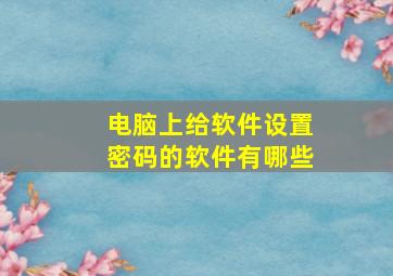 电脑上给软件设置密码的软件有哪些