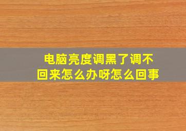 电脑亮度调黑了调不回来怎么办呀怎么回事