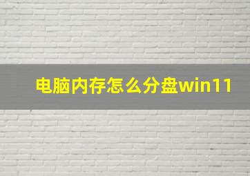 电脑内存怎么分盘win11