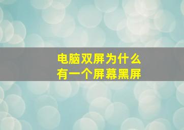 电脑双屏为什么有一个屏幕黑屏