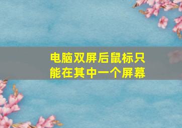 电脑双屏后鼠标只能在其中一个屏幕