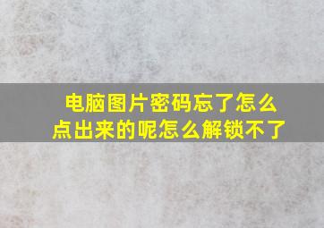 电脑图片密码忘了怎么点出来的呢怎么解锁不了