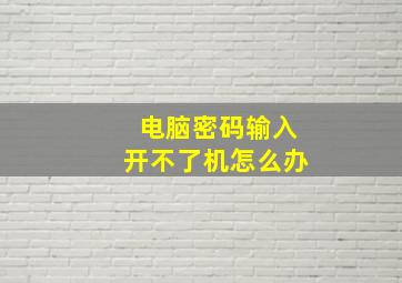 电脑密码输入开不了机怎么办