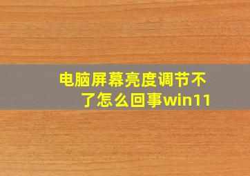 电脑屏幕亮度调节不了怎么回事win11