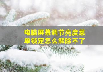 电脑屏幕调节亮度菜单锁定怎么解除不了