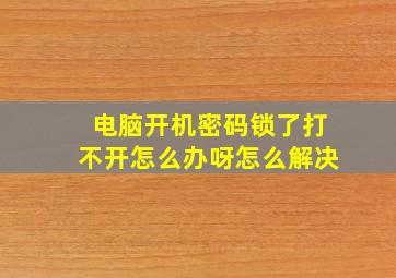 电脑开机密码锁了打不开怎么办呀怎么解决