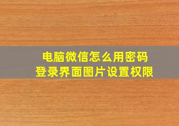 电脑微信怎么用密码登录界面图片设置权限