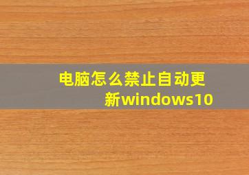 电脑怎么禁止自动更新windows10