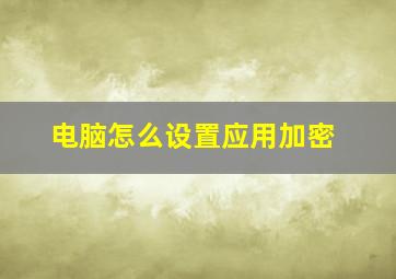 电脑怎么设置应用加密