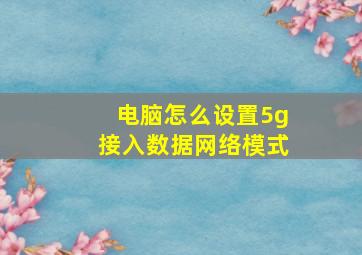 电脑怎么设置5g接入数据网络模式