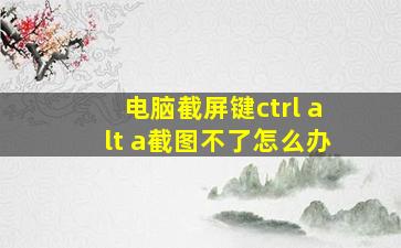 电脑截屏键ctrl+alt+a截图不了怎么办