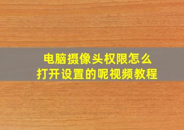 电脑摄像头权限怎么打开设置的呢视频教程