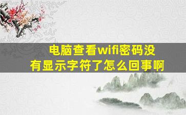 电脑查看wifi密码没有显示字符了怎么回事啊