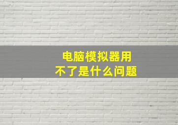 电脑模拟器用不了是什么问题