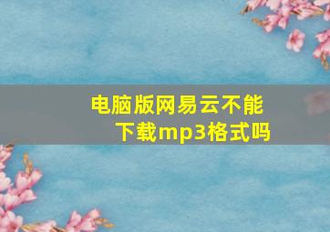 电脑版网易云不能下载mp3格式吗