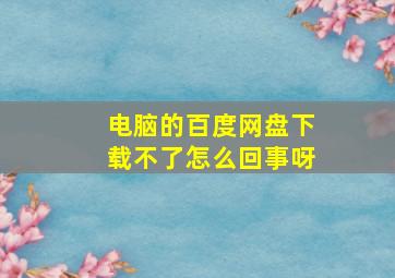 电脑的百度网盘下载不了怎么回事呀