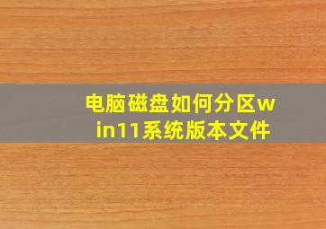 电脑磁盘如何分区win11系统版本文件