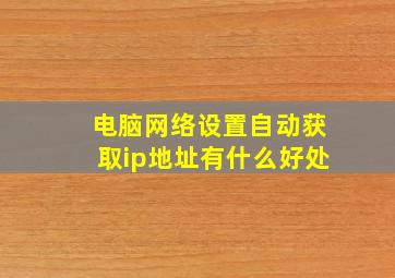 电脑网络设置自动获取ip地址有什么好处