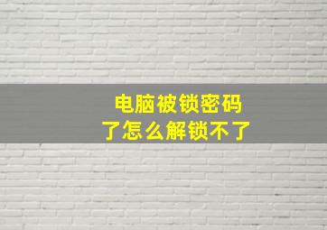 电脑被锁密码了怎么解锁不了