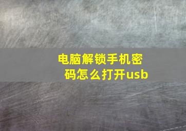 电脑解锁手机密码怎么打开usb