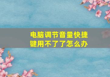 电脑调节音量快捷键用不了了怎么办