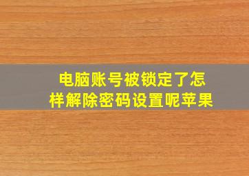 电脑账号被锁定了怎样解除密码设置呢苹果