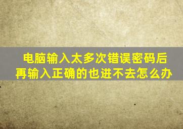 电脑输入太多次错误密码后再输入正确的也进不去怎么办