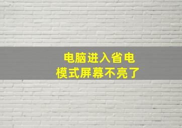 电脑进入省电模式屏幕不亮了