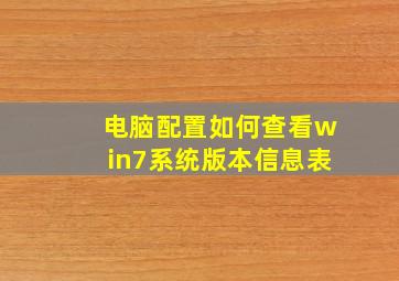 电脑配置如何查看win7系统版本信息表