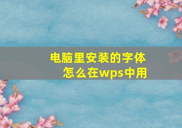 电脑里安装的字体怎么在wps中用