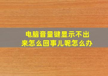 电脑音量键显示不出来怎么回事儿呢怎么办