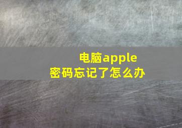 电脑apple密码忘记了怎么办