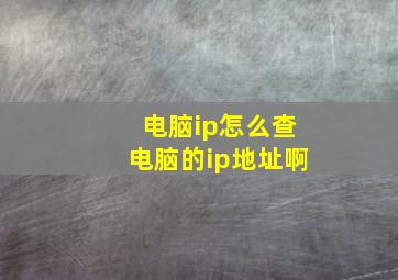 电脑ip怎么查电脑的ip地址啊