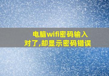 电脑wifi密码输入对了,却显示密码错误