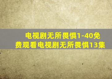 电视剧无所畏惧1-40免费观看电视剧无所畏惧13集